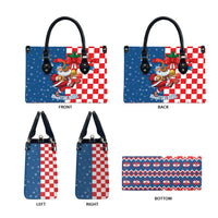 Funny Croatia Ugly Christmas Leather Bag Checkerboard Flag Santa Zagreb Design - Wonder Print Shop