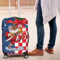 Funny Croatia Ugly Christmas Luggage Cover Checkerboard Flag Santa Zagreb Design - Wonder Print Shop