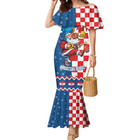 Funny Croatia Ugly Christmas Mermaid Dress Checkerboard Flag Santa Zagreb Design - Wonder Print Shop