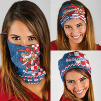Funny Croatia Ugly Christmas Neck Gaiter Checkerboard Flag Santa Zagreb Design - Wonder Print Shop