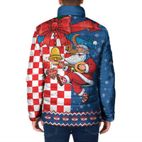 Funny Croatia Ugly Christmas Padded Jacket Checkerboard Flag Santa Zagreb Design - Wonder Print Shop