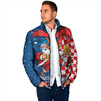 Funny Croatia Ugly Christmas Padded Jacket Checkerboard Flag Santa Zagreb Design - Wonder Print Shop