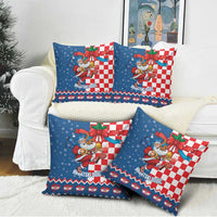 Funny Croatia Ugly Christmas Pillow Cover Checkerboard Flag Santa Zagreb Design - Wonder Print Shop