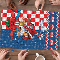 Funny Croatia Ugly Christmas Puzzle Checkerboard Flag Santa Zagreb Design - Wonder Print Shop