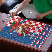 Funny Croatia Ugly Christmas Puzzle Checkerboard Flag Santa Zagreb Design - Wonder Print Shop