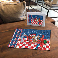 Funny Croatia Ugly Christmas Puzzle Checkerboard Flag Santa Zagreb Design - Wonder Print Shop