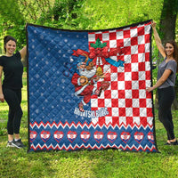 Funny Croatia Ugly Christmas Quilt Checkerboard Flag Santa Zagreb Design - Wonder Print Shop