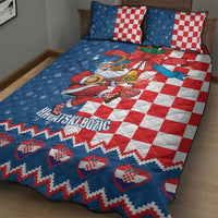 Funny Croatia Ugly Christmas Quilt Bed Set Checkerboard Flag Santa Zagreb Design - Wonder Print Shop