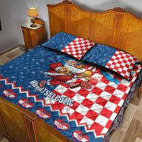 Funny Croatia Ugly Christmas Quilt Bed Set Checkerboard Flag Santa Zagreb Design - Wonder Print Shop
