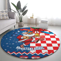 Funny Croatia Ugly Christmas Round Carpet Checkerboard Flag Santa Zagreb Design - Wonder Print Shop
