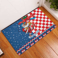 Funny Croatia Ugly Christmas Rubber Doormat Checkerboard Flag Santa Zagreb Design - Wonder Print Shop