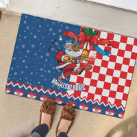 Funny Croatia Ugly Christmas Rubber Doormat Checkerboard Flag Santa Zagreb Design - Wonder Print Shop