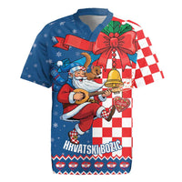 Funny Croatia Ugly Christmas Rugby Jersey Checkerboard Flag Santa Zagreb Design - Wonder Print Shop