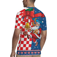 Funny Croatia Ugly Christmas Rugby Jersey Checkerboard Flag Santa Zagreb Design - Wonder Print Shop