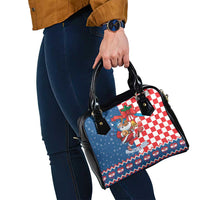 Funny Croatia Ugly Christmas Shoulder Handbag Checkerboard Flag Santa Zagreb Design - Wonder Print Shop