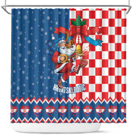 Funny Croatia Ugly Christmas Shower Curtain Checkerboard Flag Santa Zagreb Design - Wonder Print Shop