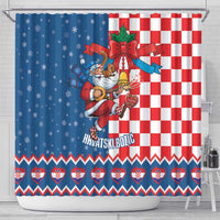 Funny Croatia Ugly Christmas Shower Curtain Checkerboard Flag Santa Zagreb Design - Wonder Print Shop