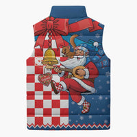 Funny Croatia Ugly Christmas Sleeveless Puffer Jacket Checkerboard Flag Santa Zagreb Design - Wonder Print Shop