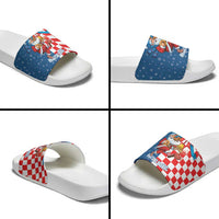 Funny Croatia Ugly Christmas Slide Sandals Checkerboard Flag Santa Zagreb Design - Wonder Print Shop
