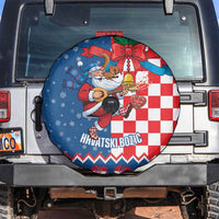 Funny Croatia Ugly Christmas Spare Tire Cover Checkerboard Flag Santa Zagreb Design - Wonder Print Shop