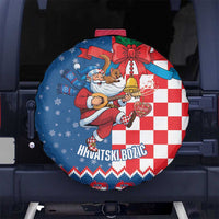 Funny Croatia Ugly Christmas Spare Tire Cover Checkerboard Flag Santa Zagreb Design - Wonder Print Shop