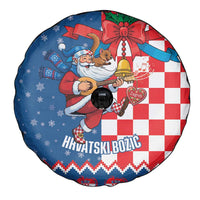 Funny Croatia Ugly Christmas Spare Tire Cover Checkerboard Flag Santa Zagreb Design - Wonder Print Shop