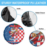 Funny Croatia Ugly Christmas Spare Tire Cover Checkerboard Flag Santa Zagreb Design - Wonder Print Shop