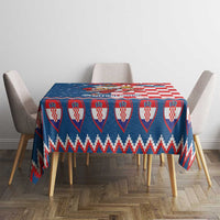 Funny Croatia Ugly Christmas Tablecloth Checkerboard Flag Santa Zagreb Design - Wonder Print Shop
