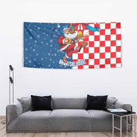 Funny Croatia Ugly Christmas Tapestry Checkerboard Flag Santa Zagreb Design - Wonder Print Shop