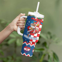 Funny Croatia Ugly Christmas Tumbler With Handle Checkerboard Flag Santa Zagreb Design - Wonder Print Shop