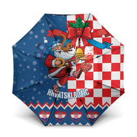 Funny Croatia Ugly Christmas Umbrella Checkerboard Flag Santa Zagreb Design - Wonder Print Shop