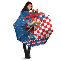 Funny Croatia Ugly Christmas Umbrella Checkerboard Flag Santa Zagreb Design - Wonder Print Shop