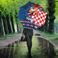 Funny Croatia Ugly Christmas Umbrella Checkerboard Flag Santa Zagreb Design - Wonder Print Shop