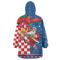 Funny Croatia Ugly Christmas Wearable Blanket Hoodie Checkerboard Flag Santa Zagreb Design - Wonder Print Shop