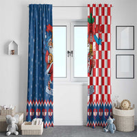 Funny Croatia Ugly Christmas Window Curtain Checkerboard Flag Santa Zagreb Design - Wonder Print Shop