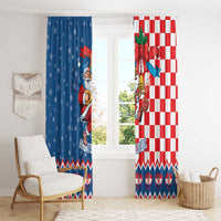 Funny Croatia Ugly Christmas Window Curtain Checkerboard Flag Santa Zagreb Design - Wonder Print Shop