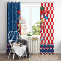 Funny Croatia Ugly Christmas Window Curtain Checkerboard Flag Santa Zagreb Design - Wonder Print Shop