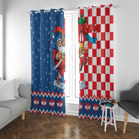 Funny Croatia Ugly Christmas Window Curtain Checkerboard Flag Santa Zagreb Design - Wonder Print Shop