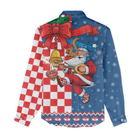 Funny Croatia Ugly Christmas Women Casual Shirt Checkerboard Flag Santa Zagreb Design - Wonder Print Shop