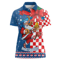 Funny Croatia Ugly Christmas Women Polo Shirt Checkerboard Flag Santa Zagreb Design - Wonder Print Shop