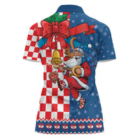 Funny Croatia Ugly Christmas Women Polo Shirt Checkerboard Flag Santa Zagreb Design - Wonder Print Shop