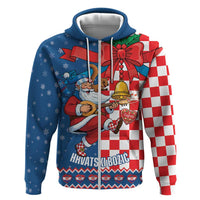 Funny Croatia Ugly Christmas Zip Hoodie Checkerboard Flag Santa Zagreb Design - Wonder Print Shop