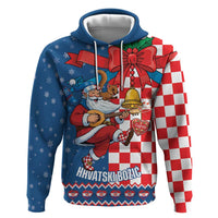 Funny Croatia Ugly Christmas Zip Hoodie Checkerboard Flag Santa Zagreb Design - Wonder Print Shop