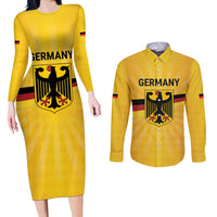 Custom Germany Heritage Eagle Couples Matching Long Sleeve Bodycon Dress and Long Sleeve Button Shirt German Eagle with Flag Design - Wonder Print Shop