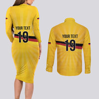 Custom Germany Heritage Eagle Couples Matching Long Sleeve Bodycon Dress and Long Sleeve Button Shirt German Eagle with Flag Design - Wonder Print Shop