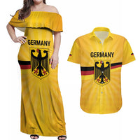 Custom Germany Heritage Eagle Couples Matching Off Shoulder Maxi Dress and Hawaiian Shirt German Eagle with Flag Design - Wonder Print Shop