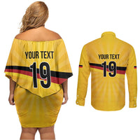 Custom Germany Heritage Eagle Couples Matching Off Shoulder Short Dress and Long Sleeve Button Shirt German Eagle with Flag Design - Wonder Print Shop