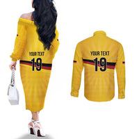 Custom Germany Heritage Eagle Couples Matching Off The Shoulder Long Sleeve Dress and Long Sleeve Button Shirt German Eagle with Flag Design - Wonder Print Shop