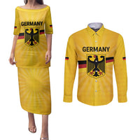 Custom Germany Heritage Eagle Couples Matching Puletasi and Long Sleeve Button Shirt German Eagle with Flag Design - Wonder Print Shop