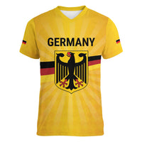 Custom Germany Heritage Eagle Women V-Neck T-Shirt German Eagle with Flag Design - Wonder Print Shop